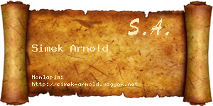 Simek Arnold névjegykártya